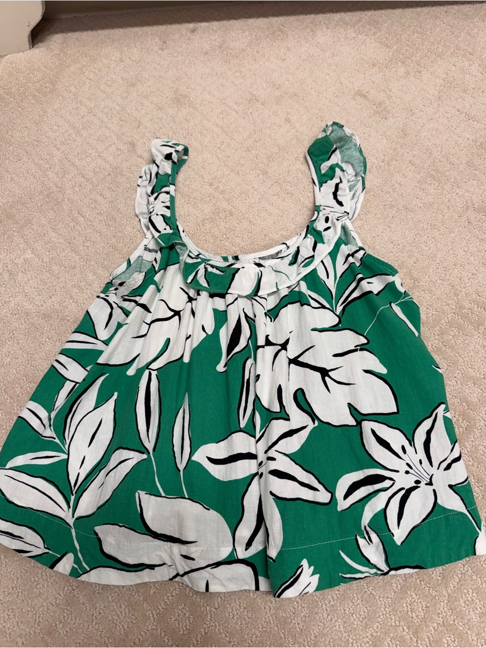Women’s Green Floral Ruffled Strap Camisole